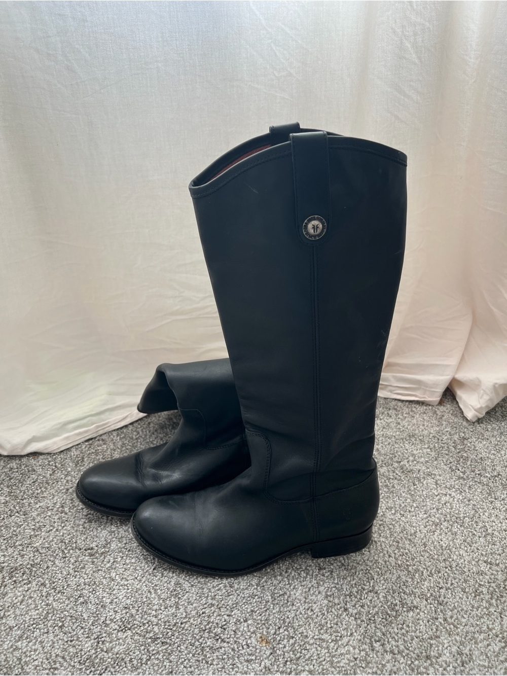 Frye MELISSA LUG BUTTON TALL Black